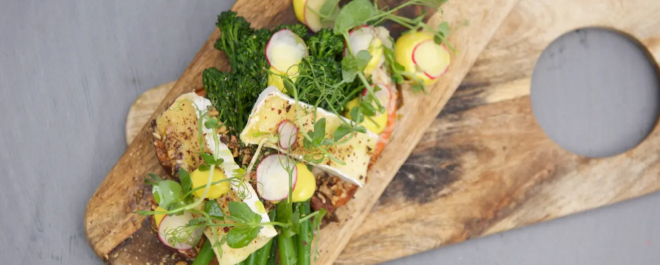 Cheese board with vegetables