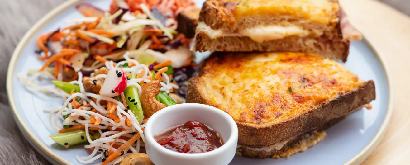 Toasted sandwich and salad