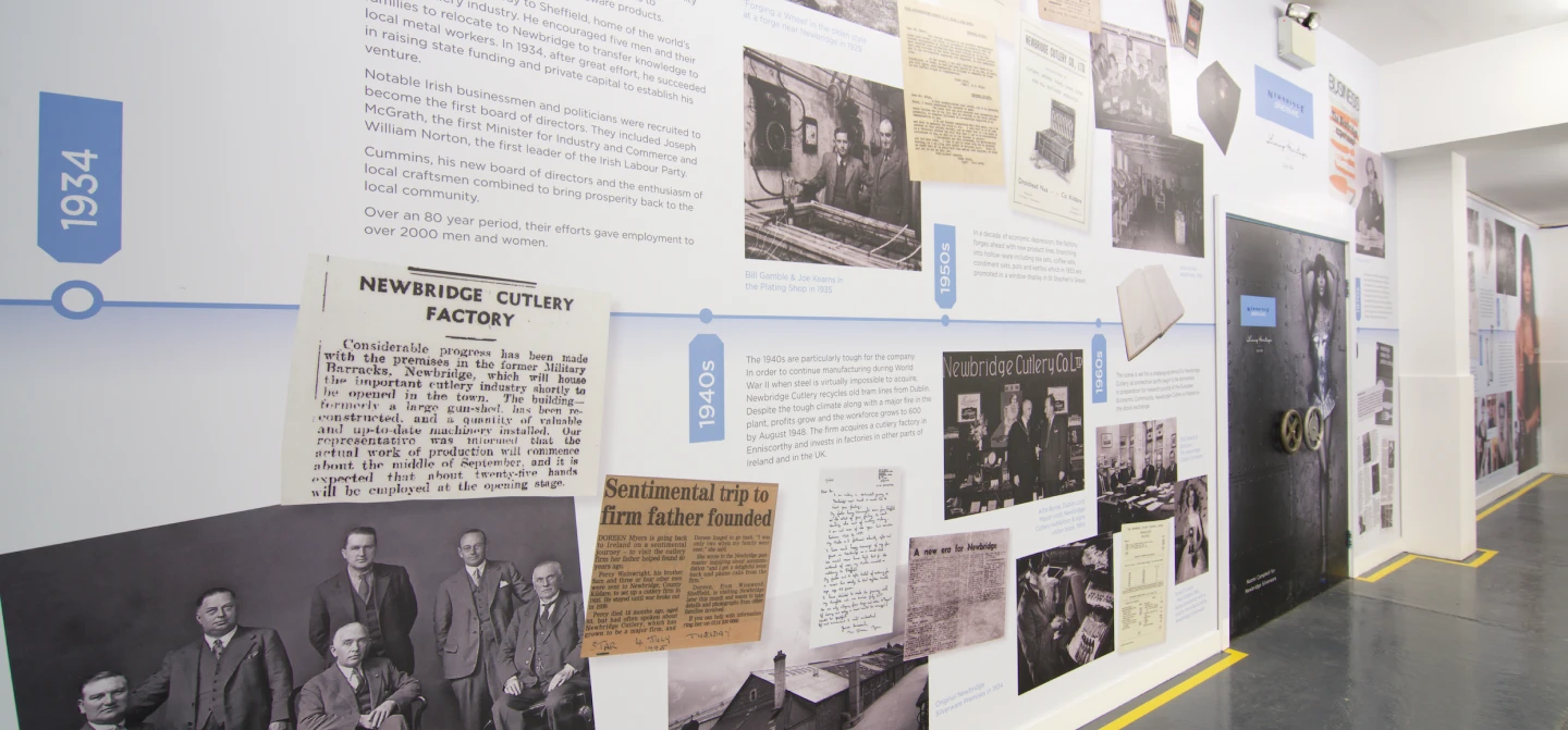 Heritage Wall at Newbridge Silverware Visitor Experience